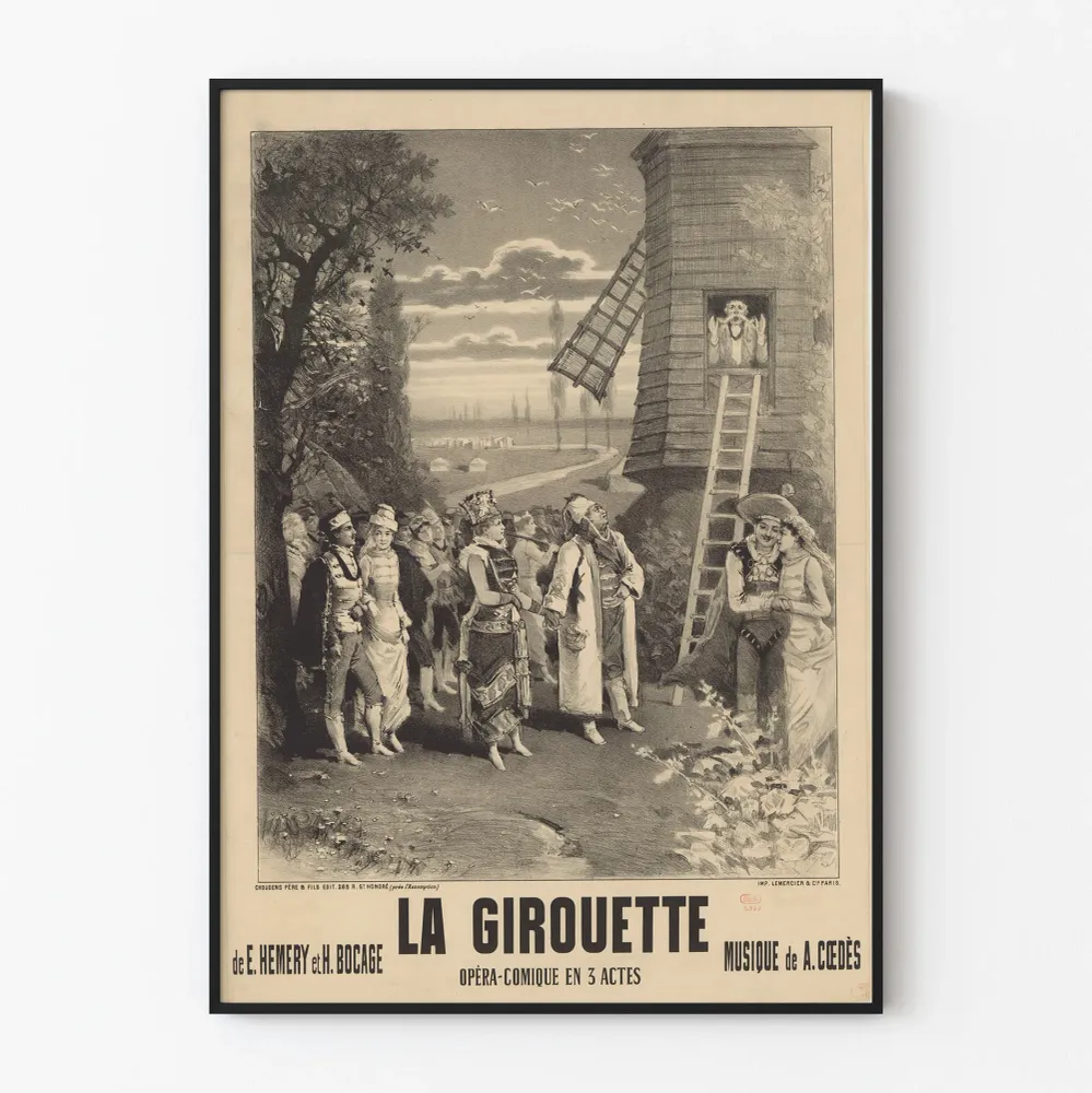 Vintagejuliste La Girouette - Opéra-Comique kolmessa näytöksessä