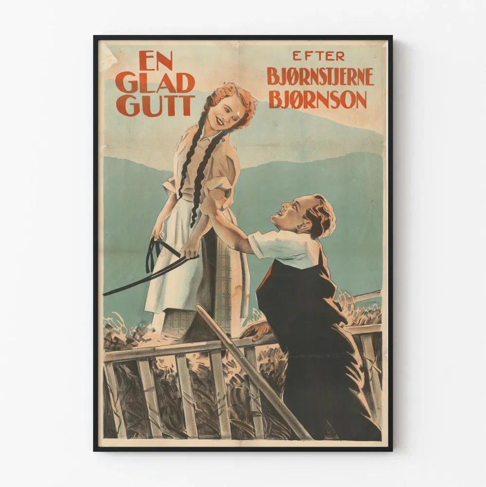 Vintagejuliste En Glad Gutt – Skandinaavinen retroseinäkoristelu