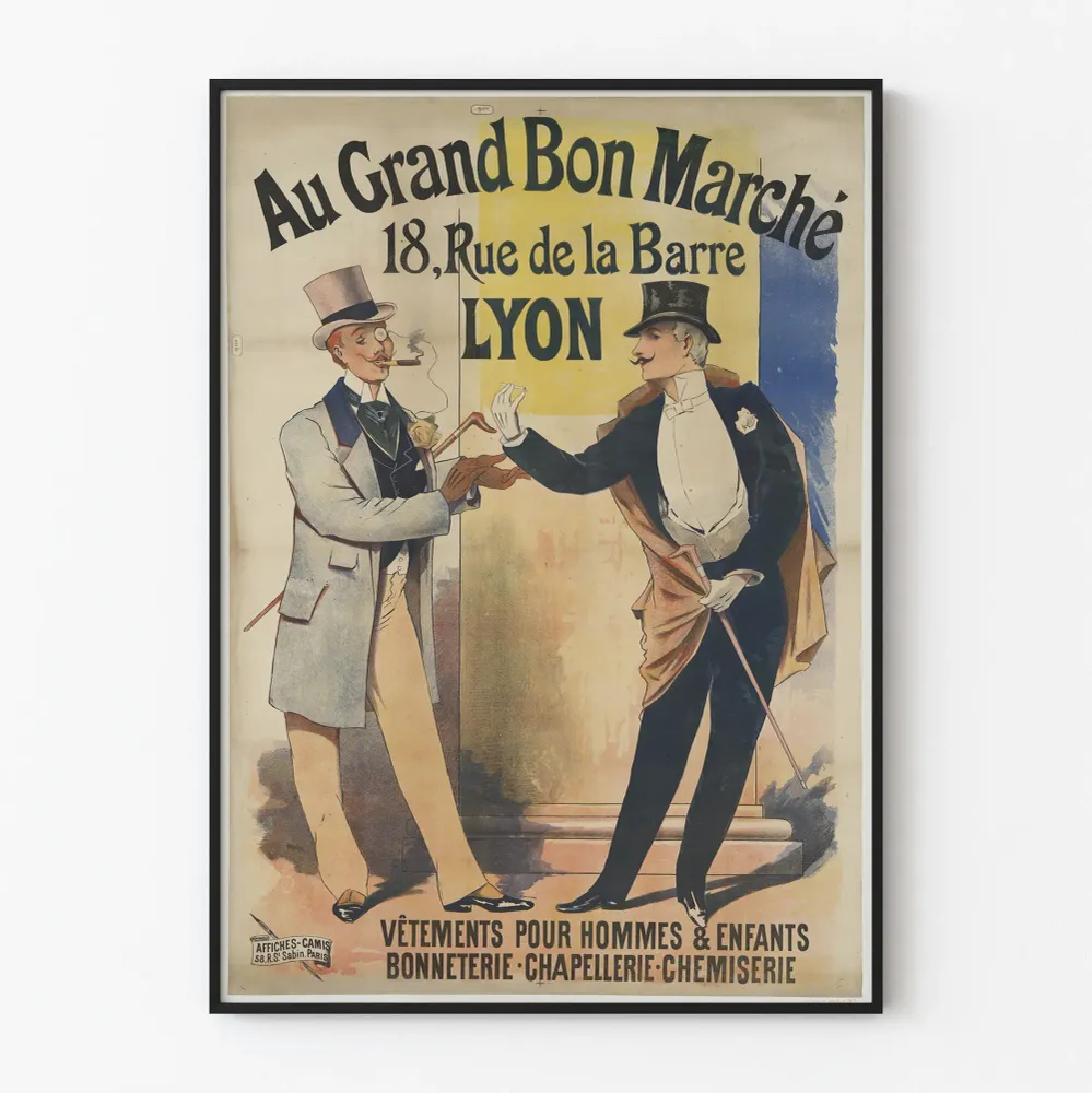 Vintagejuliste Au Grand Bon Marché Lyon - Miesten sisustustarra seinäkoriste