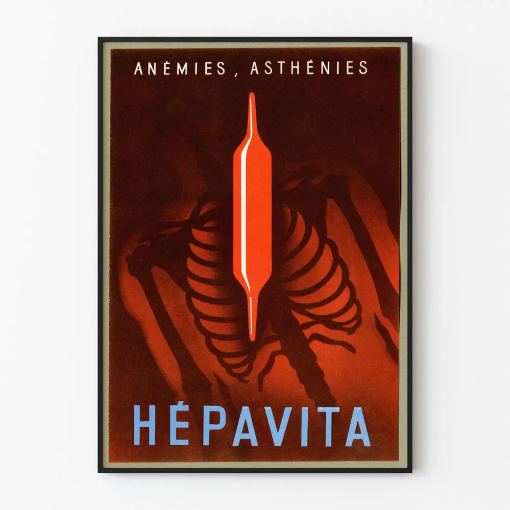 Vintagejuliste HEPAVITA - Retro lääketieteellinen seinäkoristelu