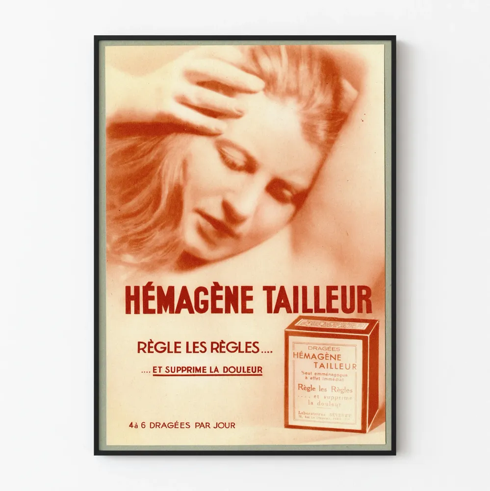 Vintagejuliste Hémagène Tailleur - Retro lääketieteellinen seinäkoristelu