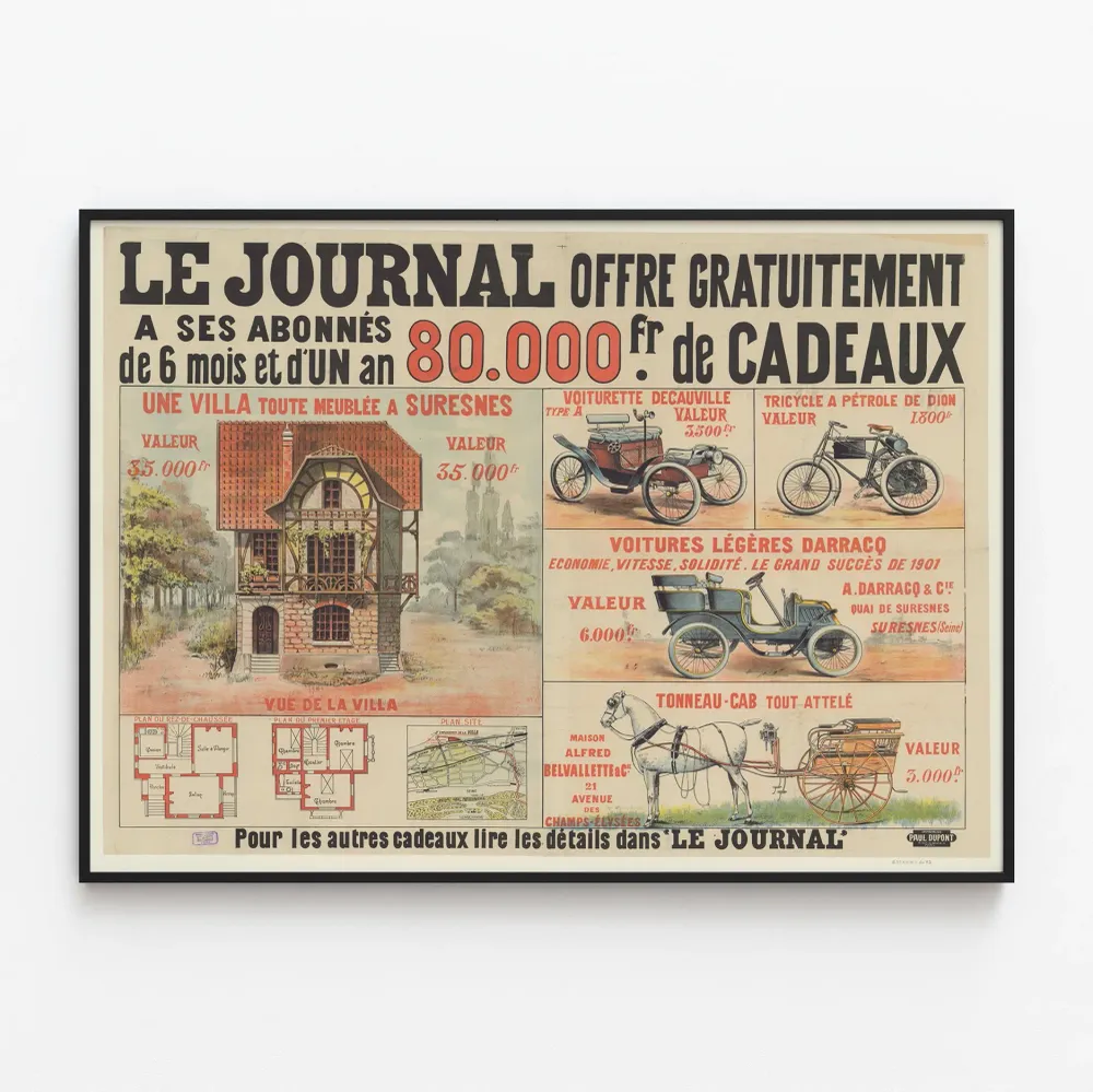 Vintagejuliste Le Journal tarjoaa lahjoja tilaajille