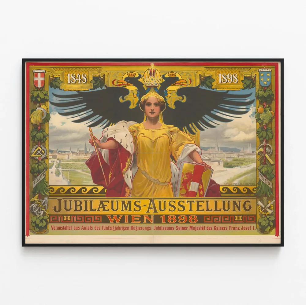Vintagejuliste Jubiläumsnäyttelystä Wienissä 1898 historiallinen seinäkoristelu