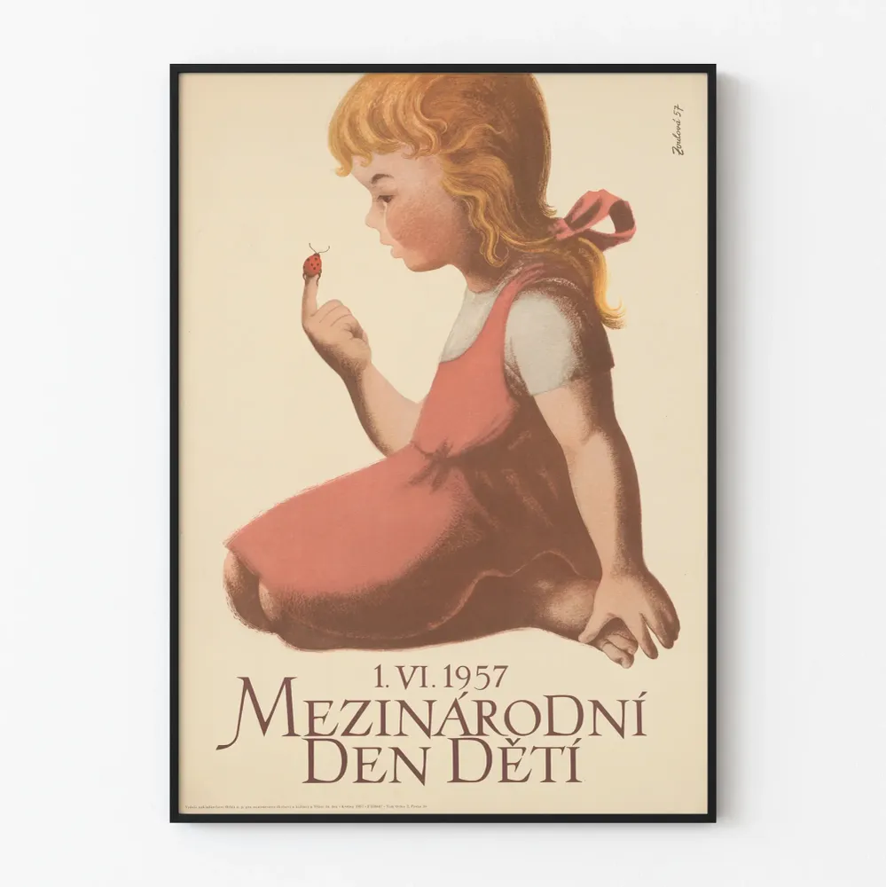 Vintagejuliste Kansainvälinen lasten päivä 1957 - Lasten seinäkoristelu