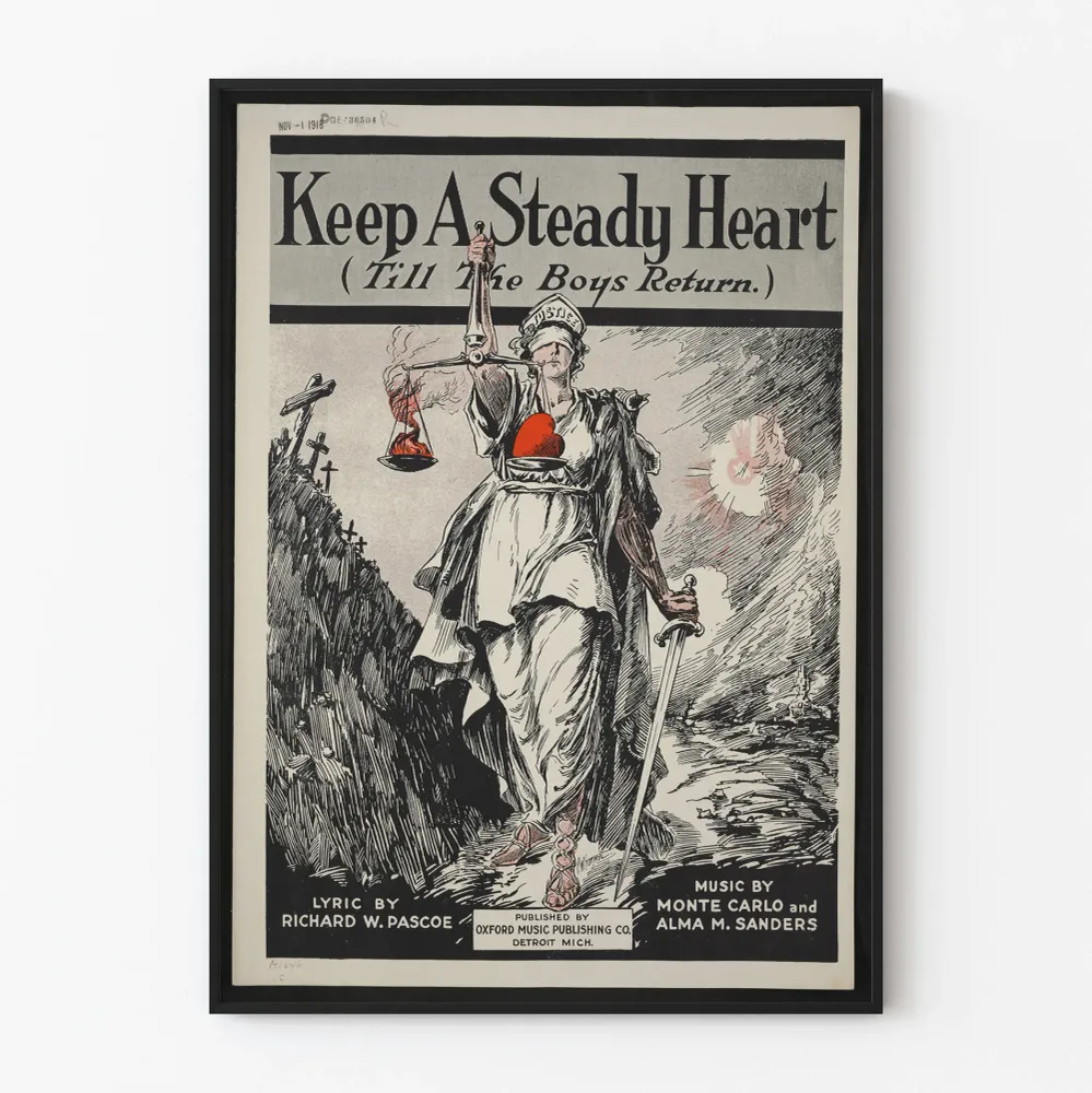 Vintagejuliste Keep Steady Heart seinäkoristukseen