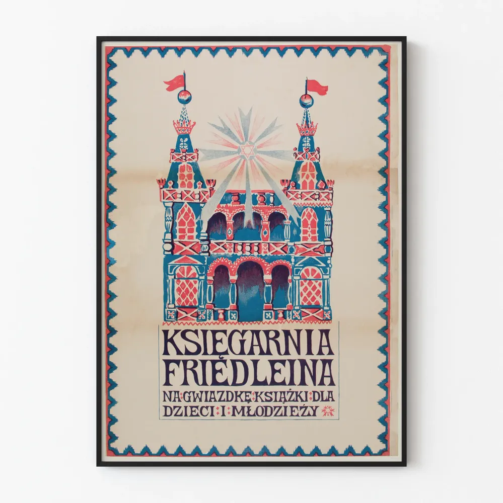 Vintagejuliste Ksiegarnia Friedleina alkuperäinen seinäkoriste