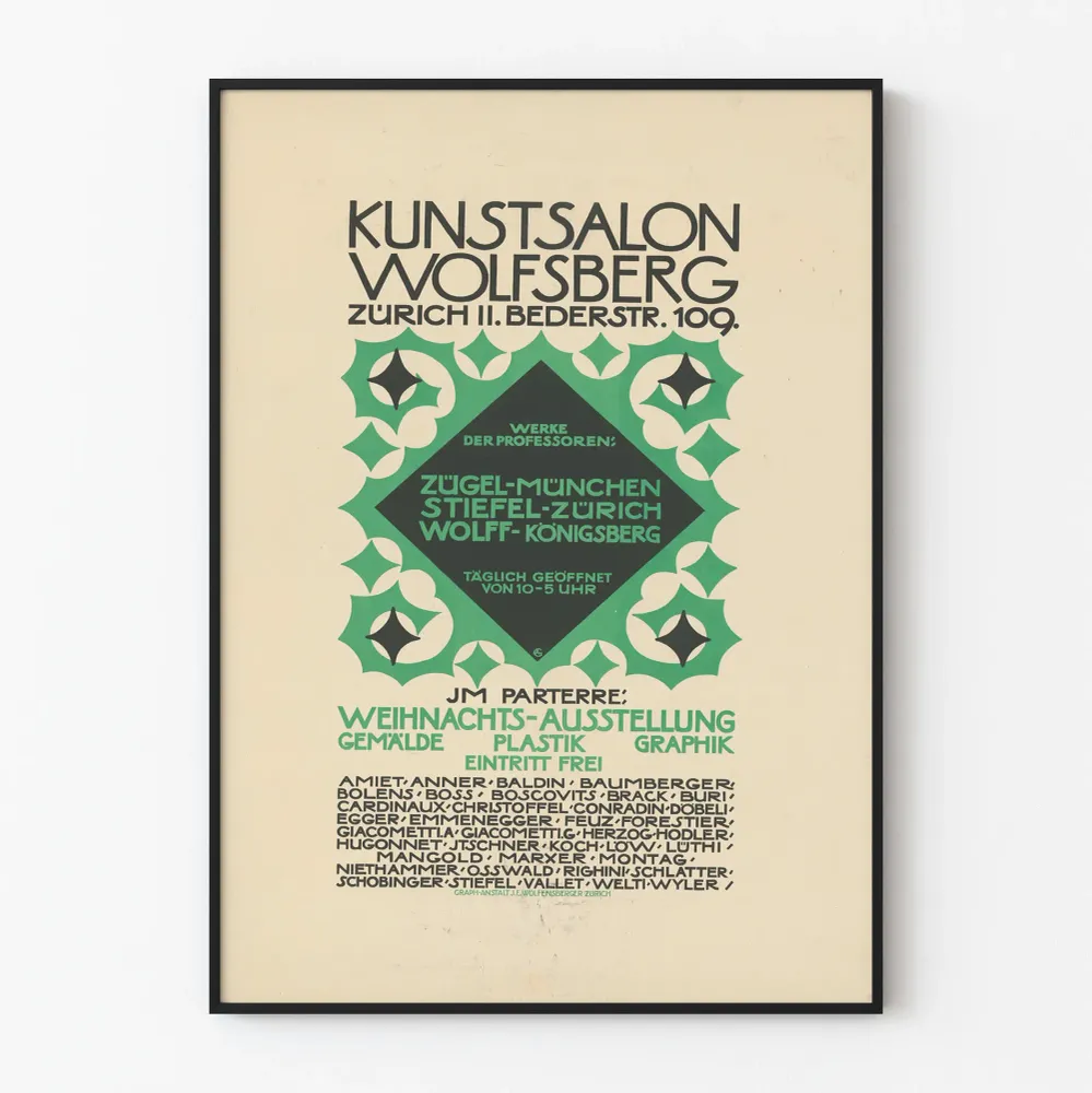Vintagejuliste Kunstsalon Wolfsberg Zürich - Nykytaiteen näyttely