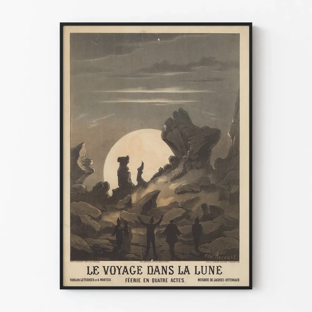 Vintagejuliste Kuun matkasta - Taianomainen seinäkoristelu