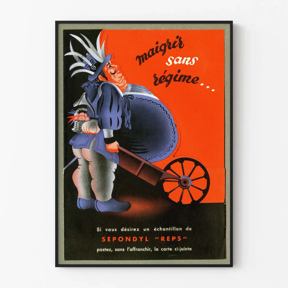 Vintagejuliste Laihu ilman dieettiä alkuperäiseksi seinäkoristeeksi