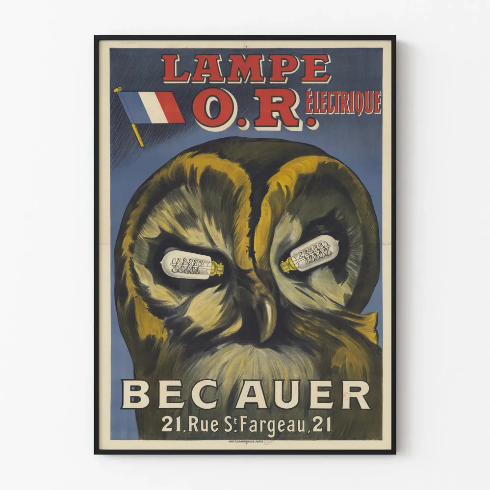 Vintagejuliste Lamppu O.R. Sähkölampu Béc Auer seinäkoriste