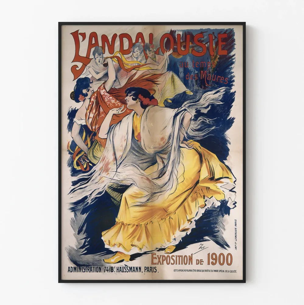 Vintagejuliste L'Andalousie-näyttely 1900 seinäkoriste
