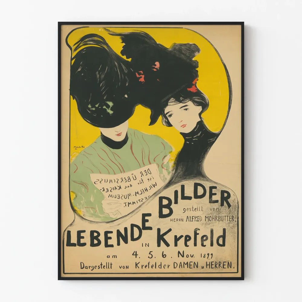 Vintagejuliste Lebende Bilder Krefeld 1899 seinäkoristelu