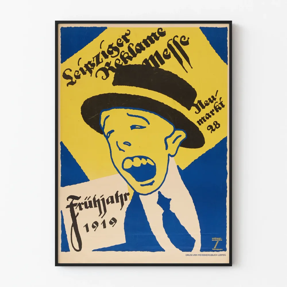 Vintagejuliste Leipzigin mainosmessu 1919 seinäkoriste