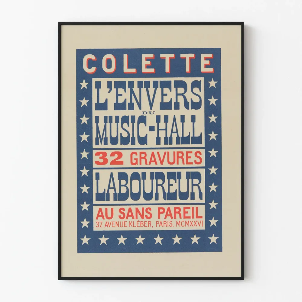 Vintagejuliste L'Envers du Music-Hall teoksesta Colette Labourer - 32 etsausta