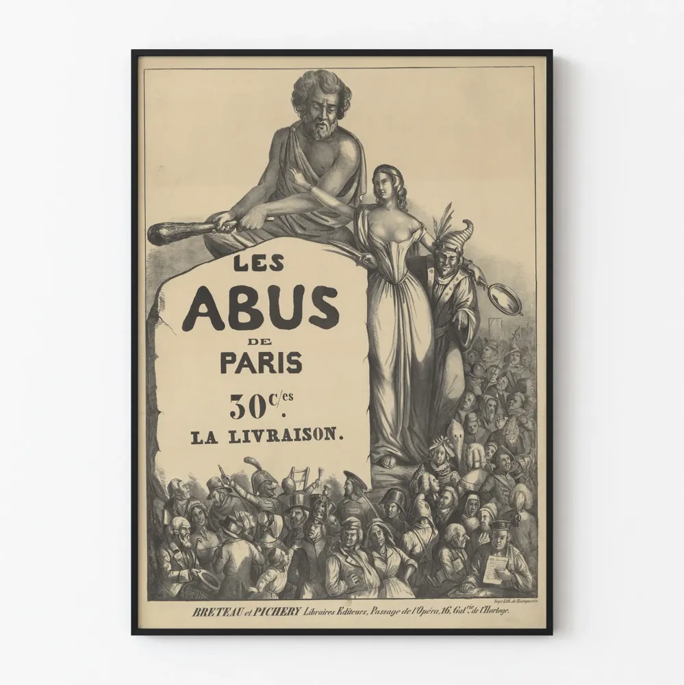 Vintagejuliste Les Abus de Paris seinäkoriste
