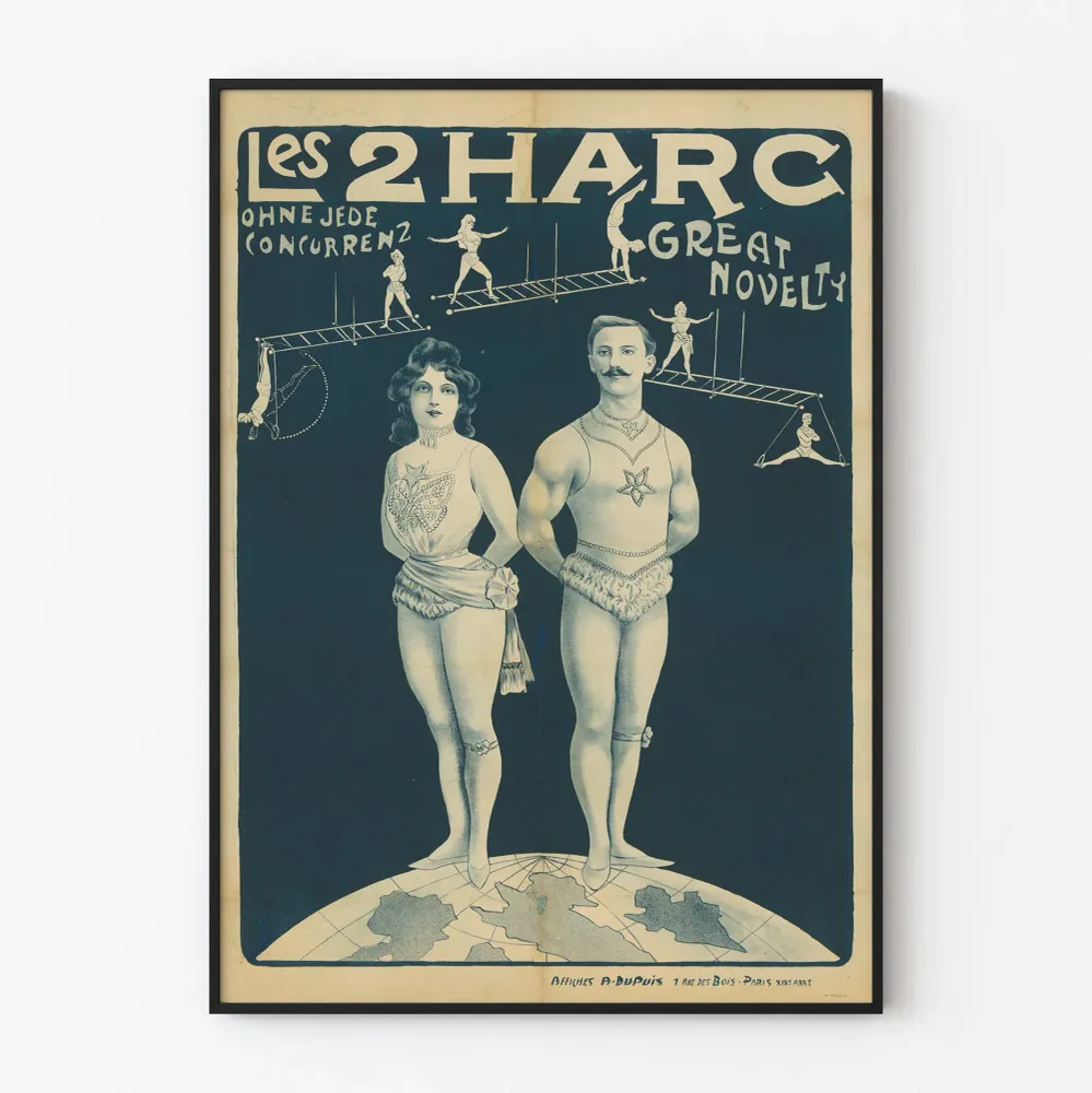 Vintagejuliste Les 2 Harc – Retroseinustarakenne Artem Legrand