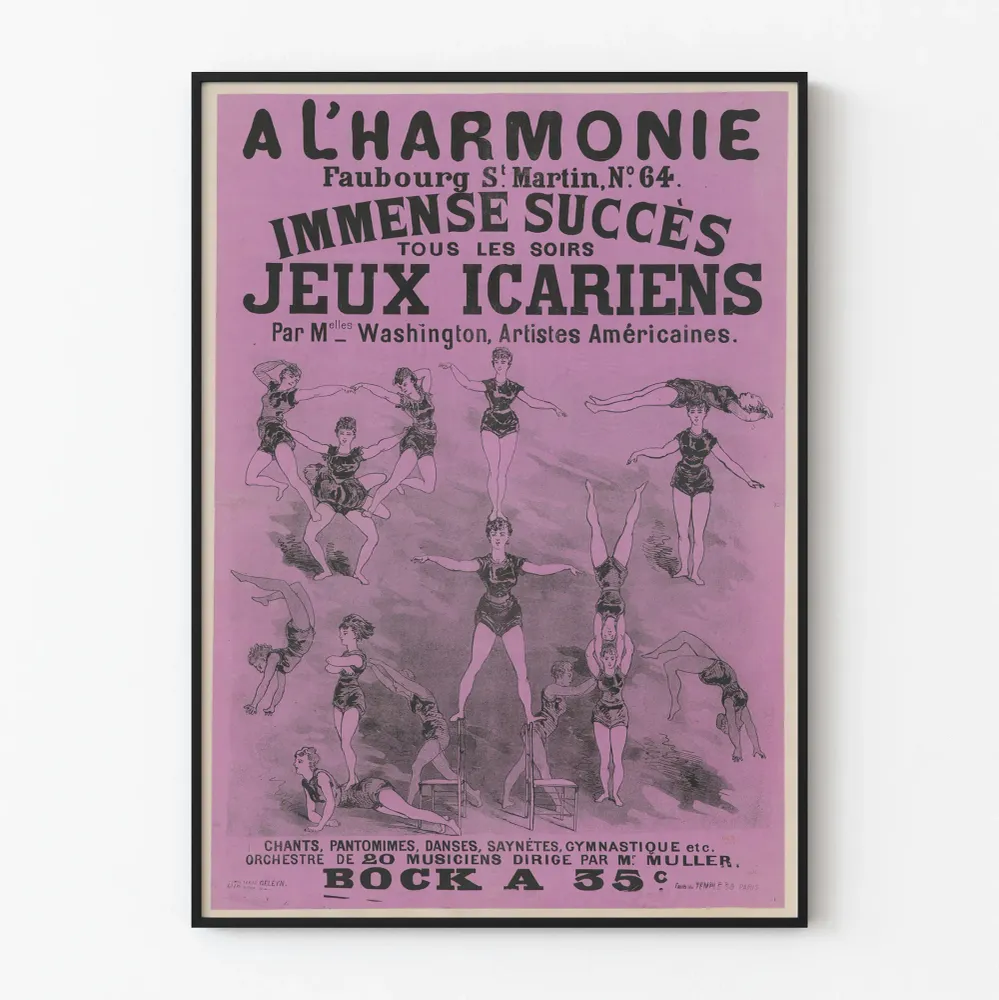 Vintagejuliste Les Jeux Icariens, suunnitellut Melles Washington