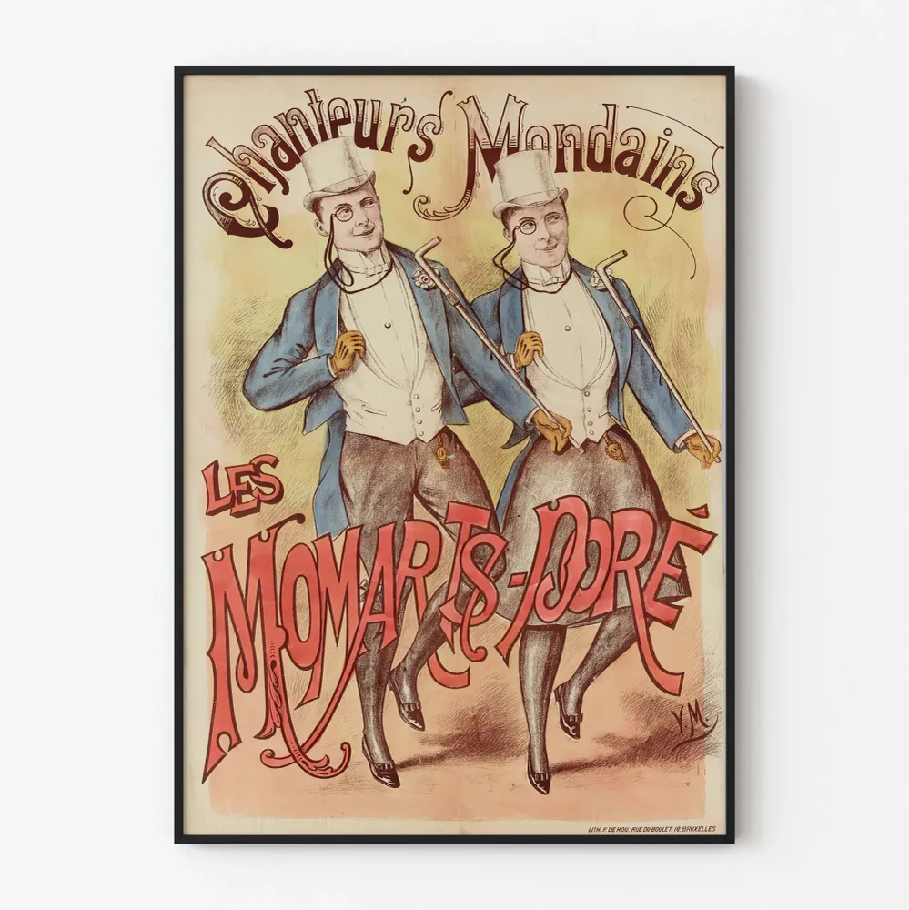 Vintagejuliste Les Momarts Doré: taiteellinen seinäkoriste