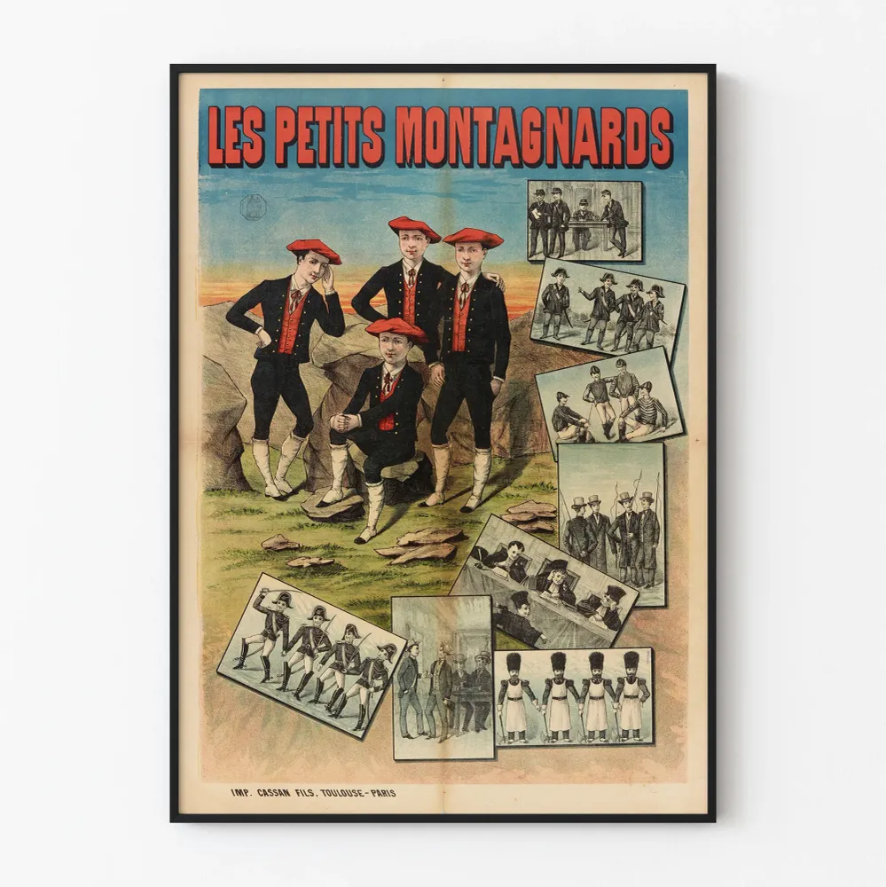 Vintagejuliste Les Petits Montagnards - retroseinäkoriste
