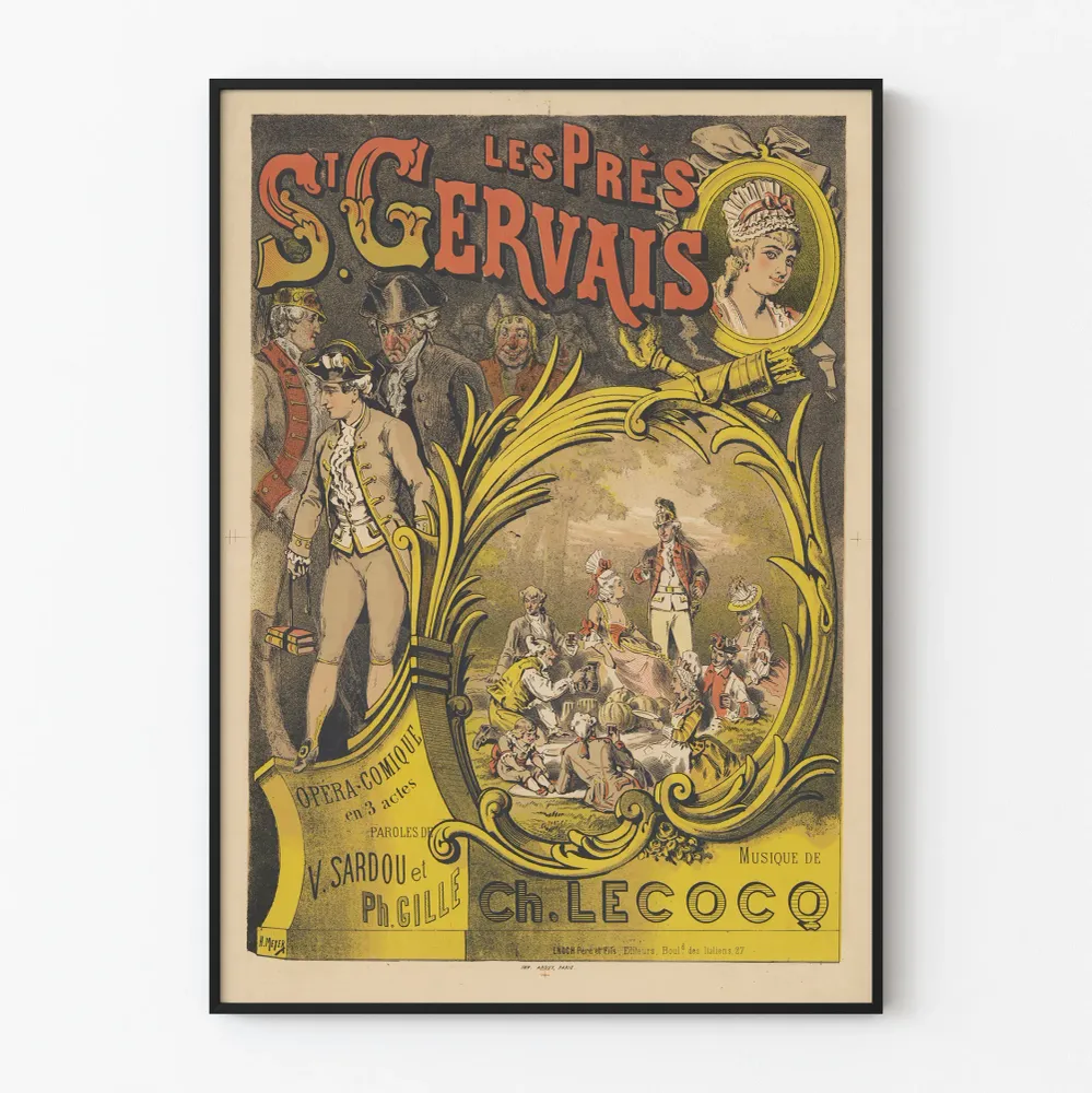 Vintagejuliste Les Prés St Gervais Opéra Comique kolmessa näytöksessä
