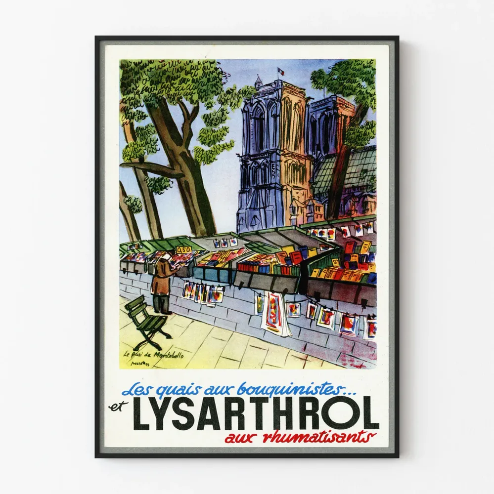 Vintagejuliste Les Quais aux Bouquinistes et Lysarthrol