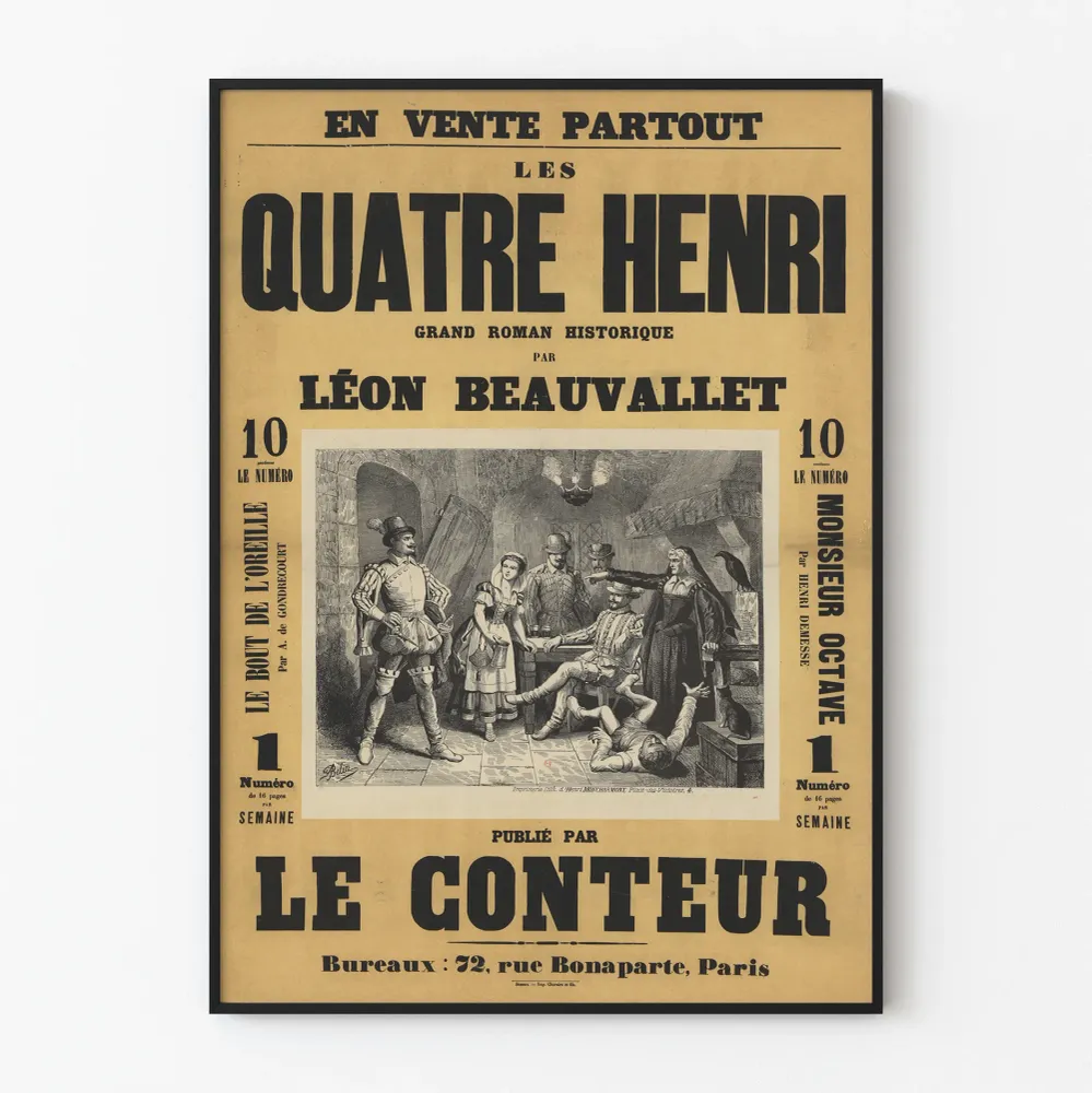 Vintagejuliste Les Quatre Henri - Suuri historiallinen romaani Léon Beauvalletilta