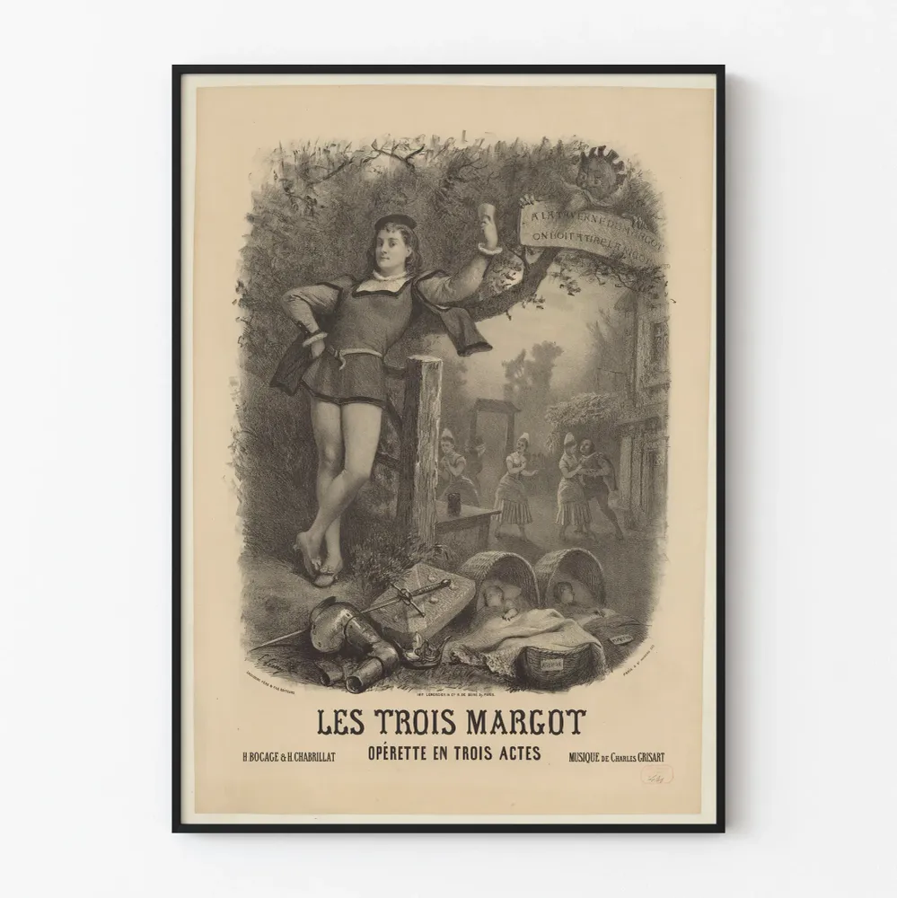 Vintagejuliste Les Trois Margot - Taideklassikon seinäkoristelu