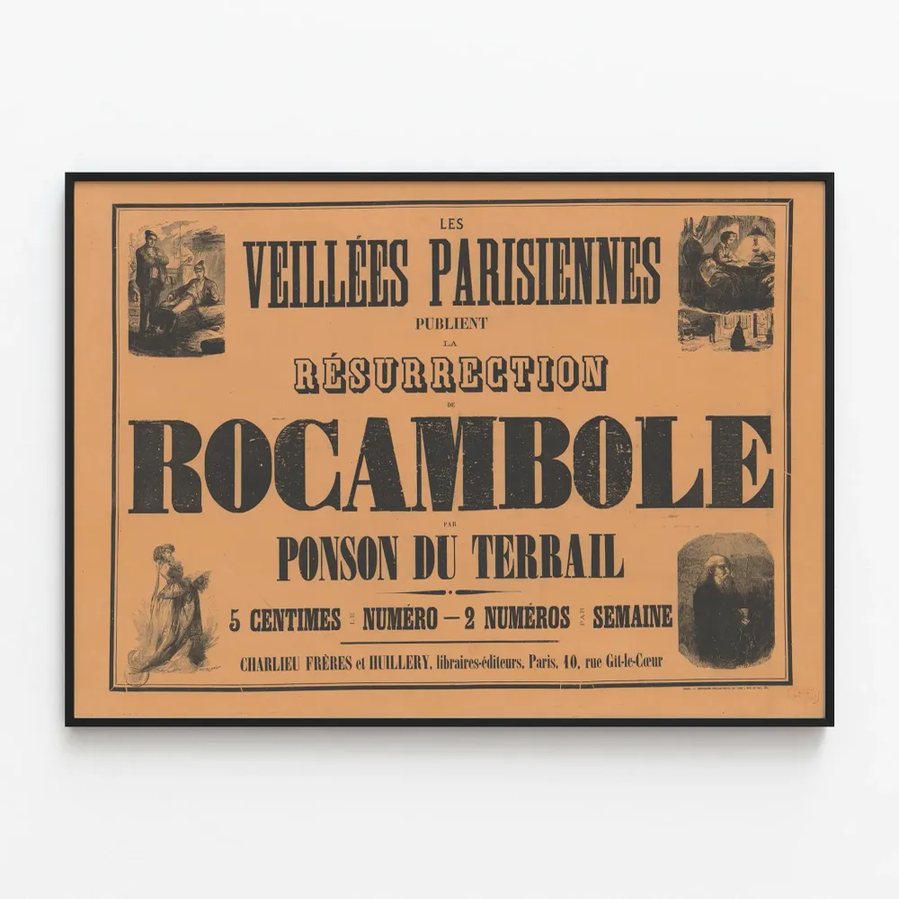 Vintagejuliste Les Veillées Parisiennes - Rocambolen ylösnousemus