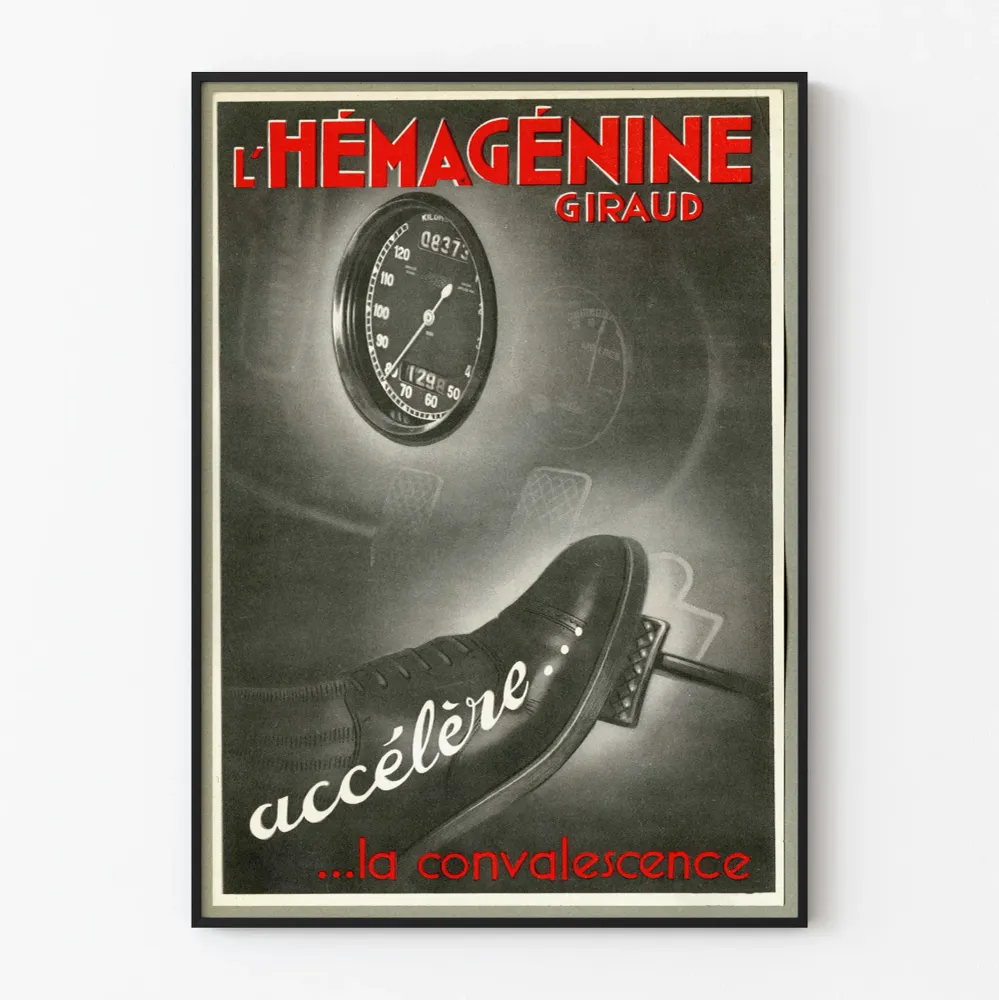 Vintagejuliste L'Hémagénine Giraud - Retroautomaalinen seinäkoristelu