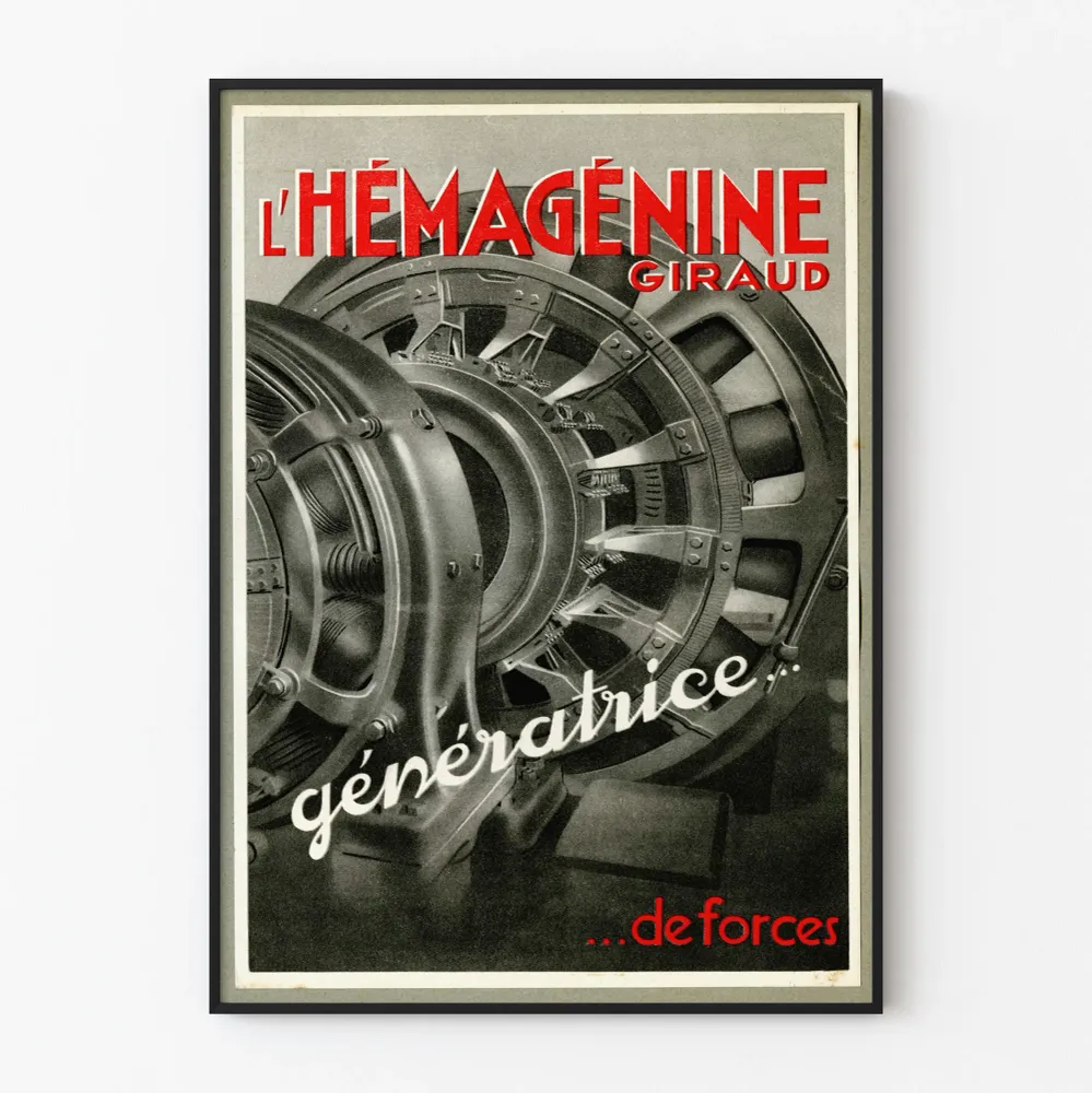 Vintagejuliste L'Hémagénine Giraud voimantuottajana