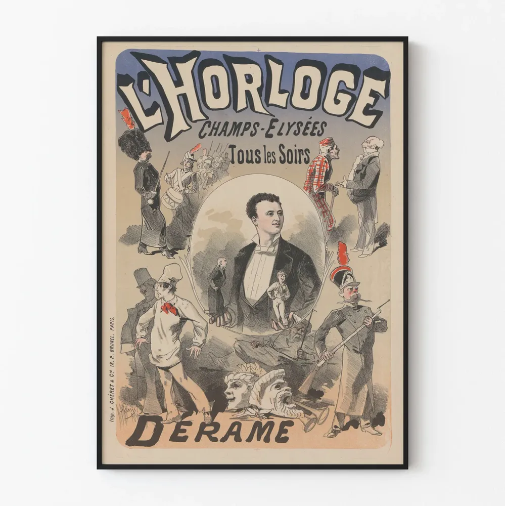 Vintagejuliste L'Horloge Déramé - Teatterin seinäkoristelu Pariisi