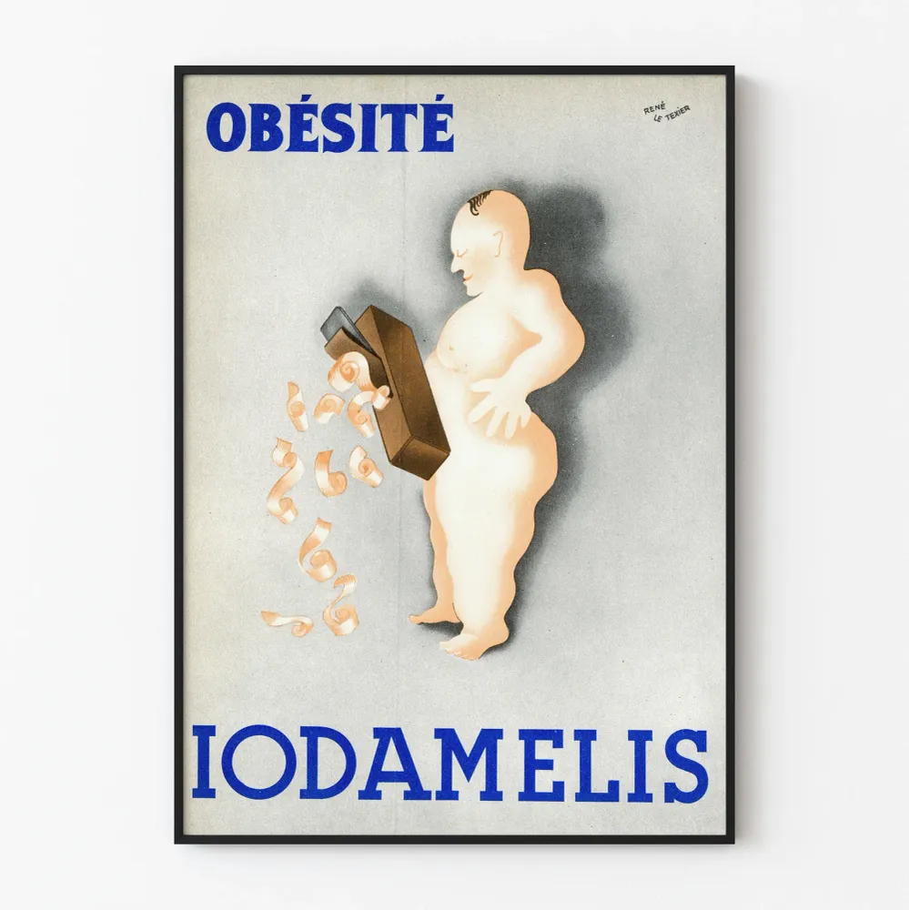 Vintagejuliste Liikalihavuus Iodamelis René Le Texieriltä