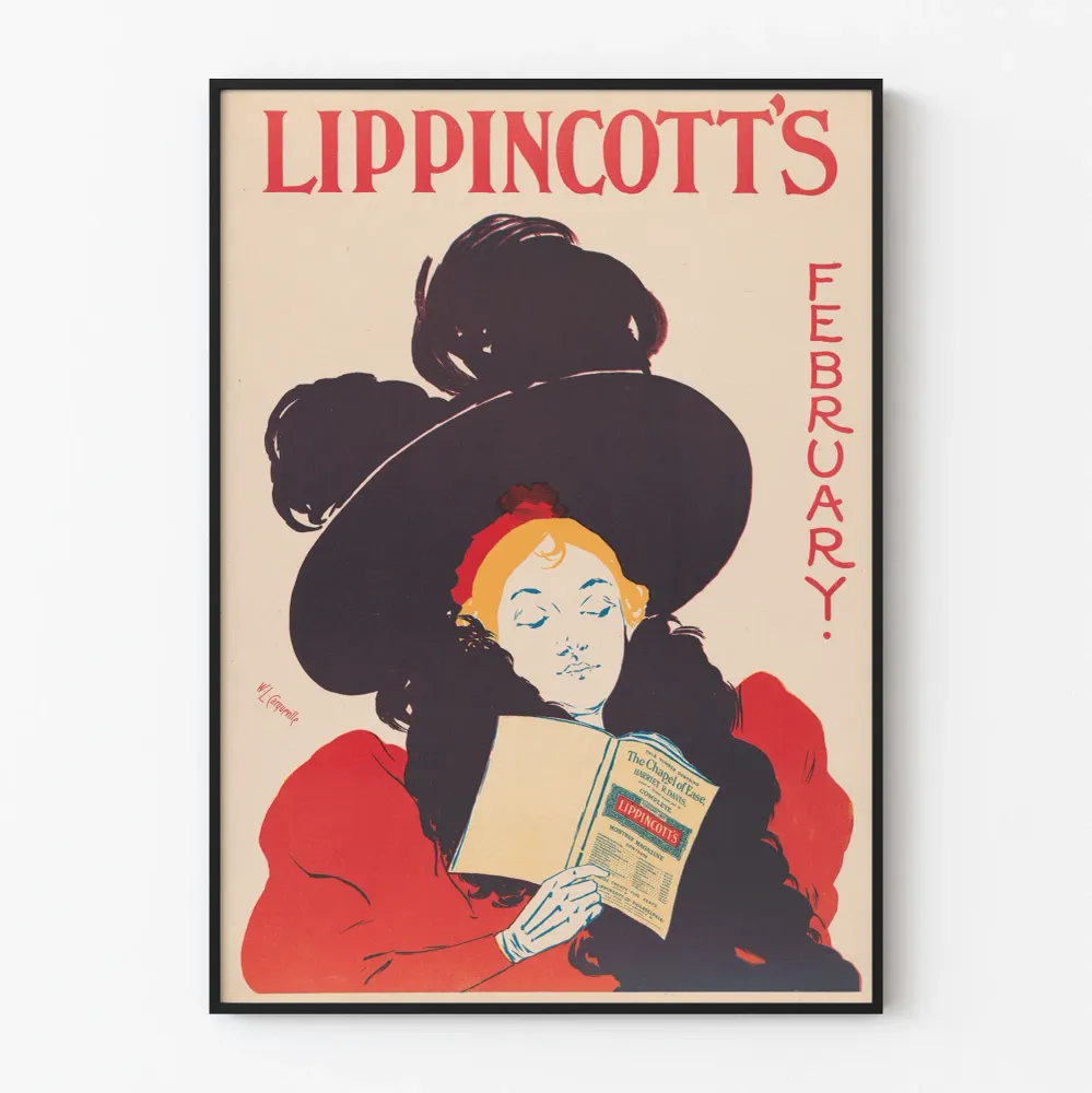 Vintagejuliste Lippincott's helmikuu - Retro seinäkoristejuliste