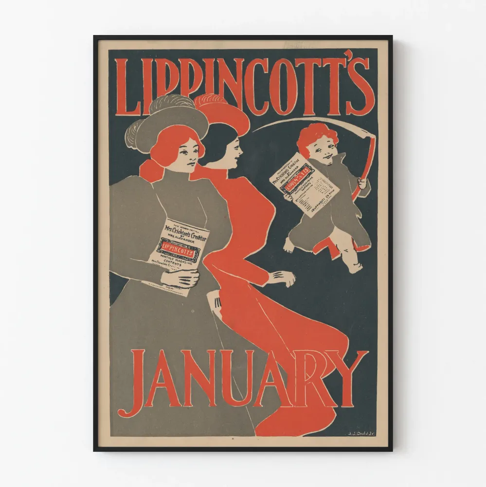 Vintagejuliste Lippincott's tammikuu seinäkoristukseen