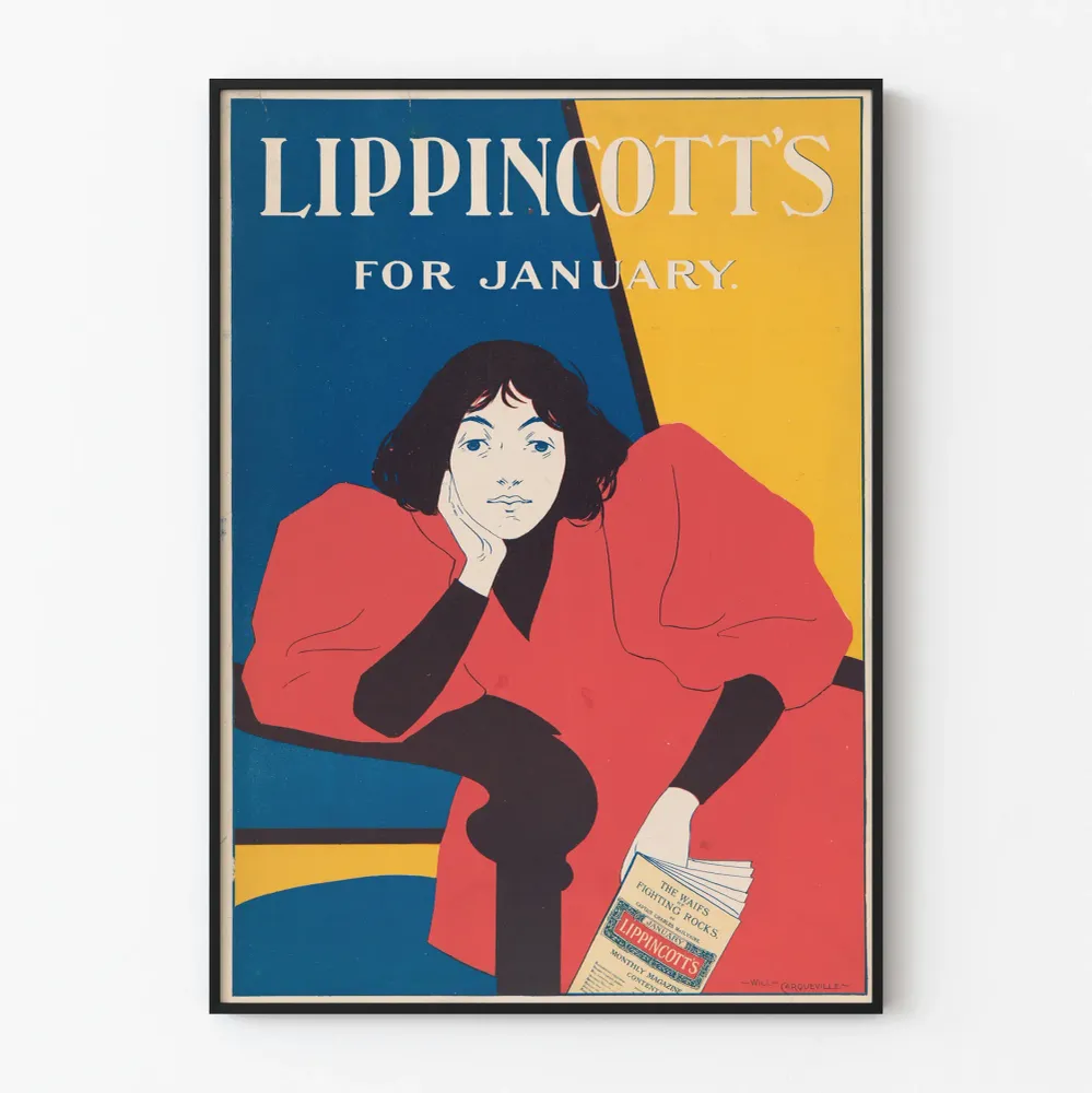 Vintagejuliste Lippincott's tammikuulle - Tyylikäs seinäkoriste