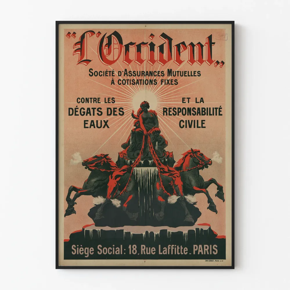 Vintagejuliste L'Occident-vakuutusyhtiöt seinäkoriste