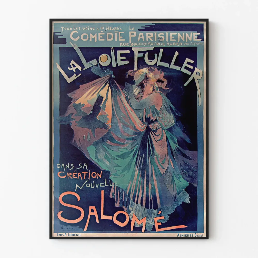 Vintagejuliste La Loïe Fuller Salomé - Teatteriseinäkoristelu Pariisin teatterista