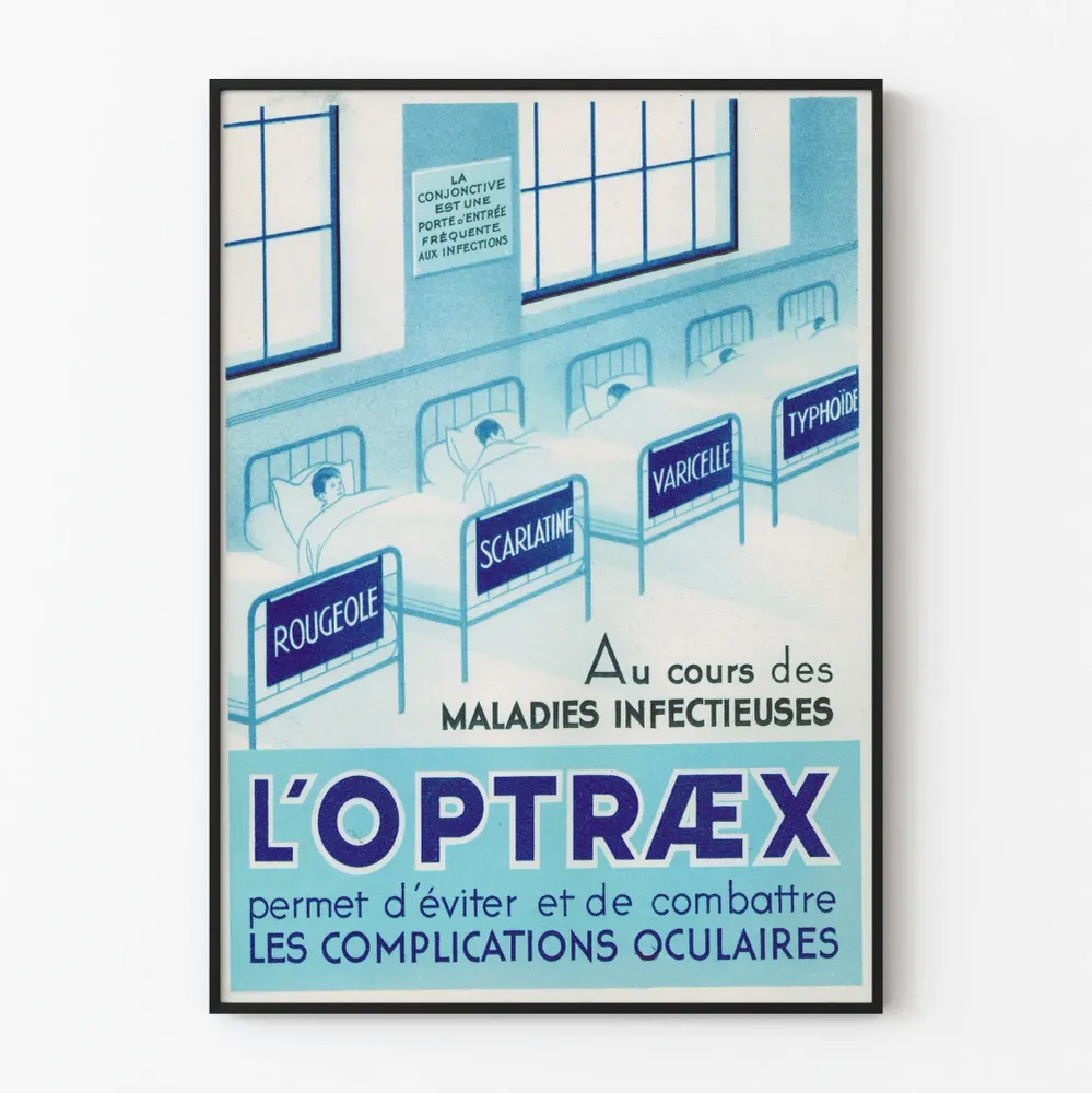 Vintagejuliste L'OPTRÆX silmäkomplikaatioita vastaan