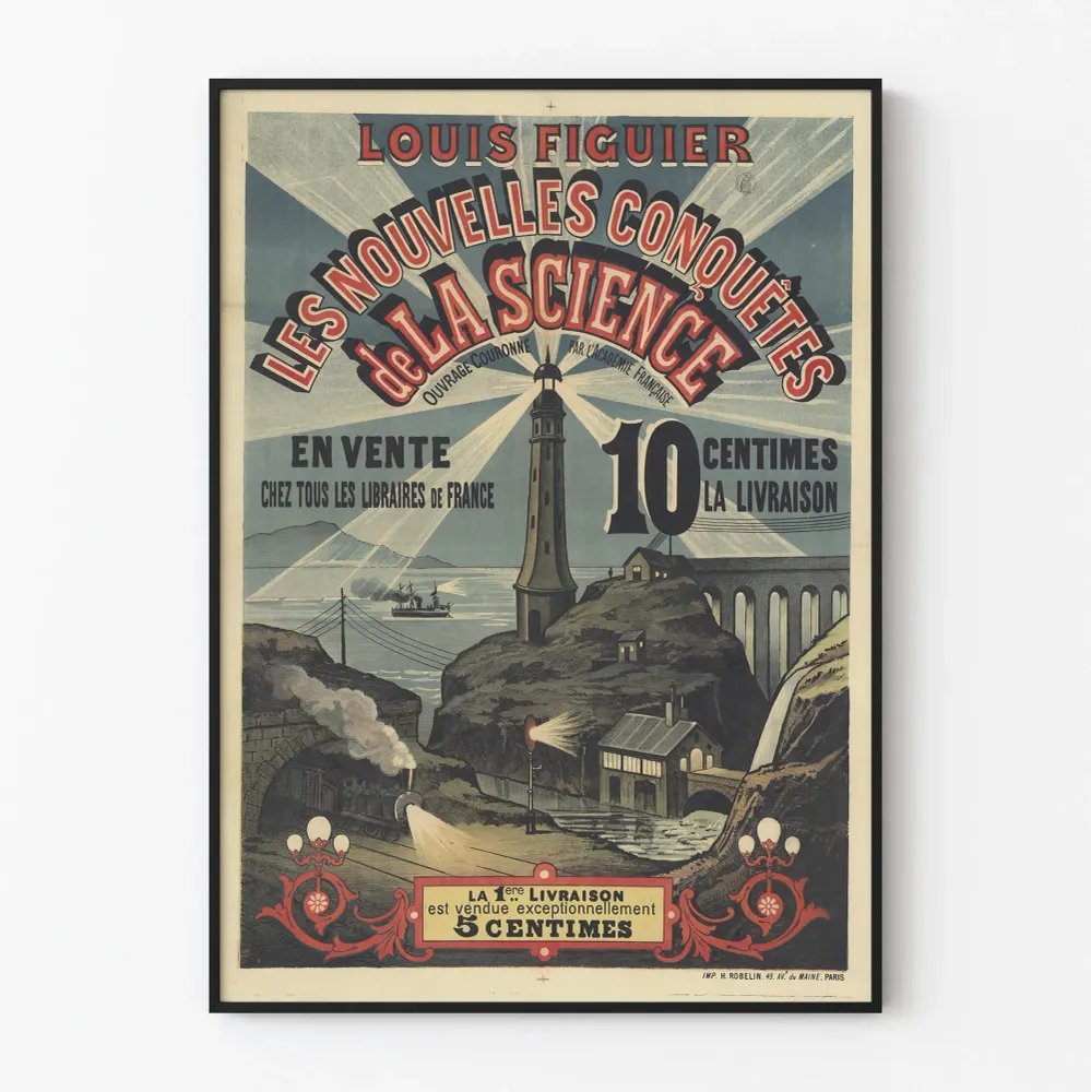 Vintagejuliste Louis Figuierin Tieteen Uudet Valloitukset