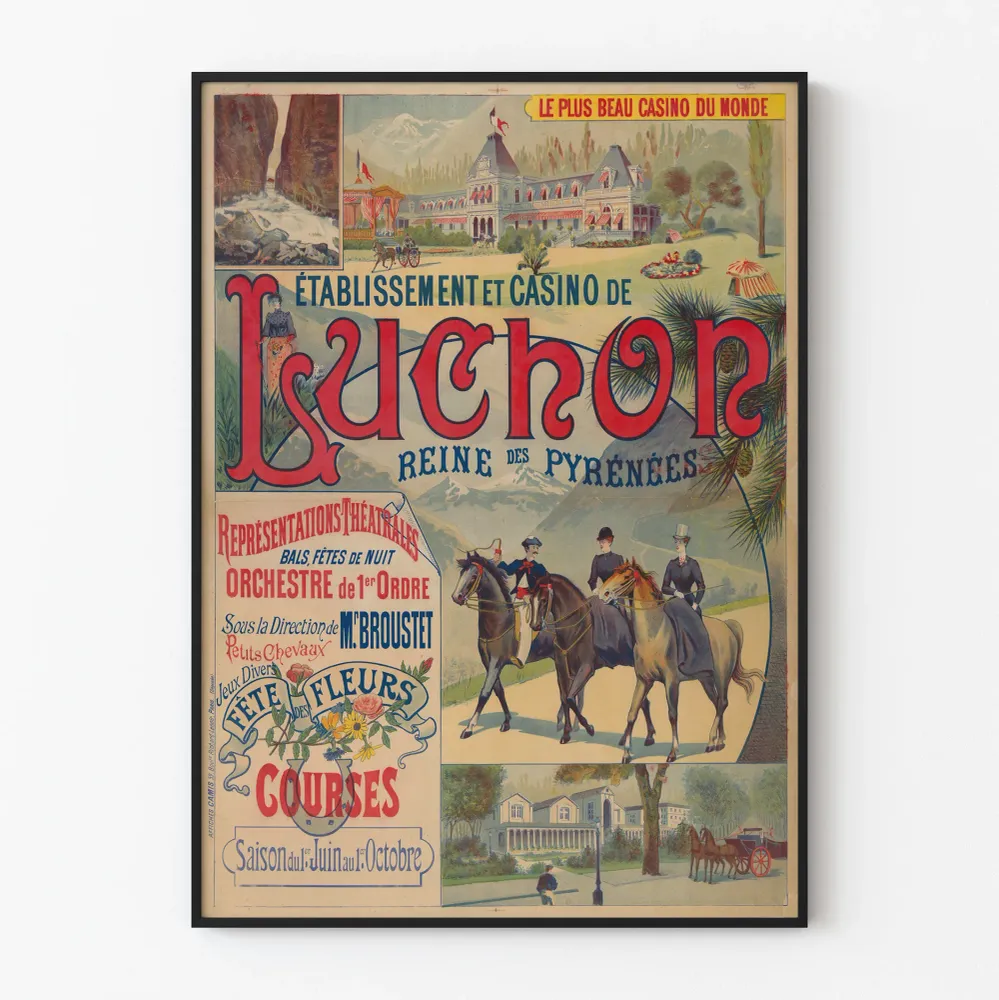 Vintagejuliste Luchonin laitoksen ja kasinon, Pyreneiden kuningatar