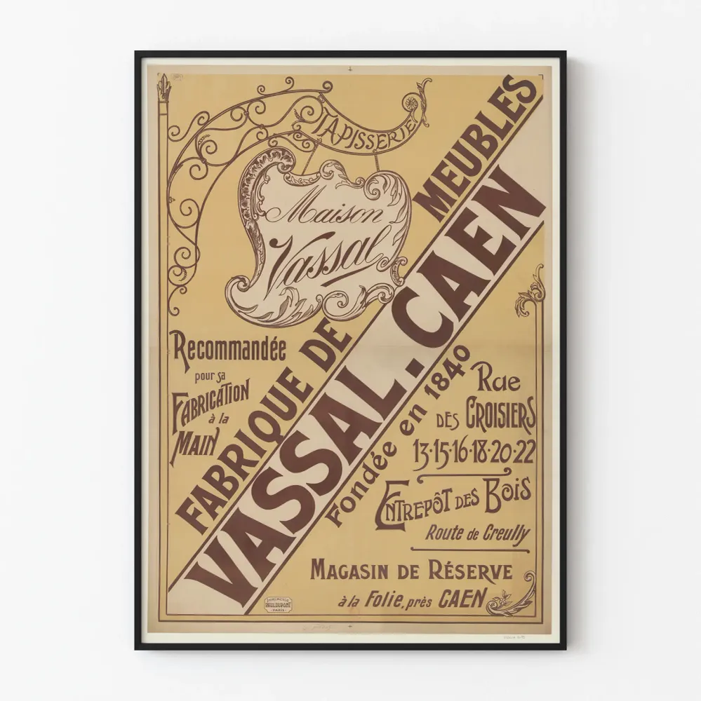 Vintagejuliste Maison Vassal Huonekalujen valmistus Caenissa