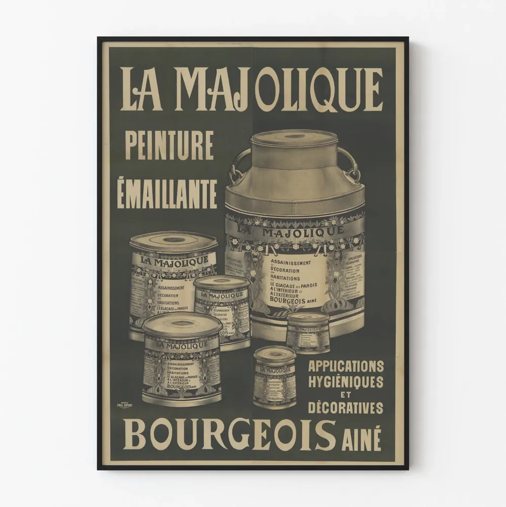 Vintagejuliste La Majolique Emalimaalauksesta Bourgeois îné