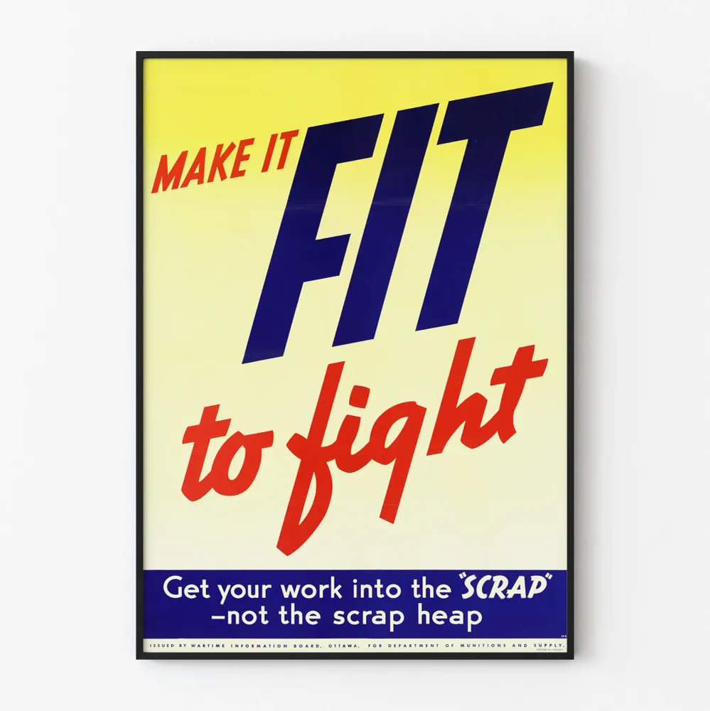 Vintagejuliste « Make It Fit to Fight » inspiroiva seinäkoristelu