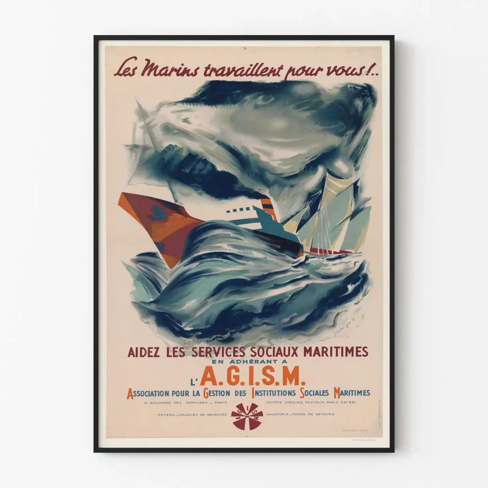 Vintagejuliste Merimiehet ja Meripalvelut