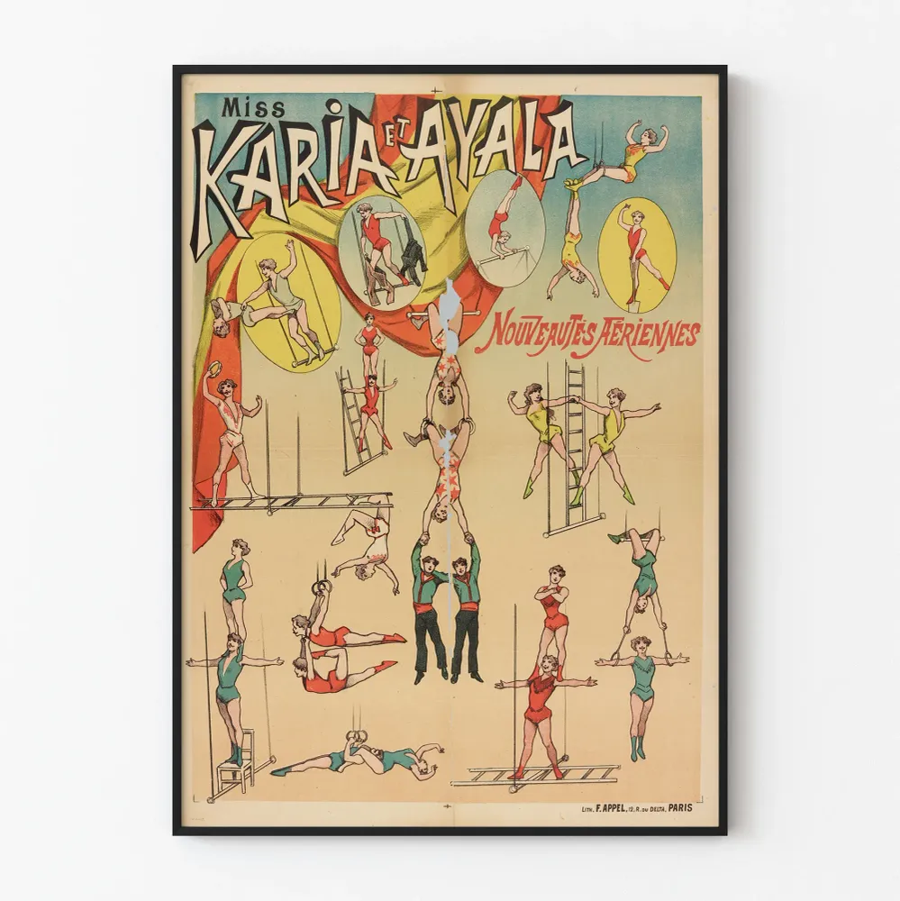 Vintagejuliste Miss Karia ja Ayala Ilmailu-uutuudet