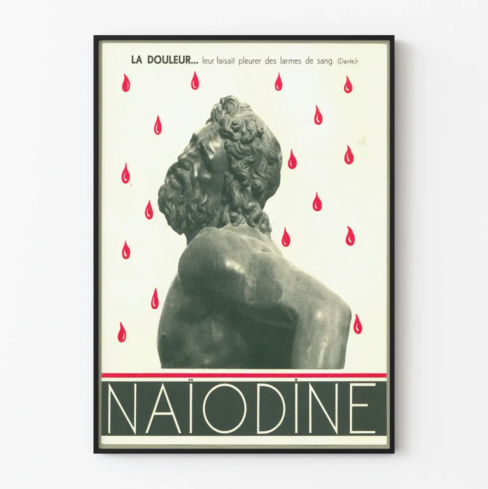 Vintagejuliste Naïodine - Veistos ja punaiset tipat