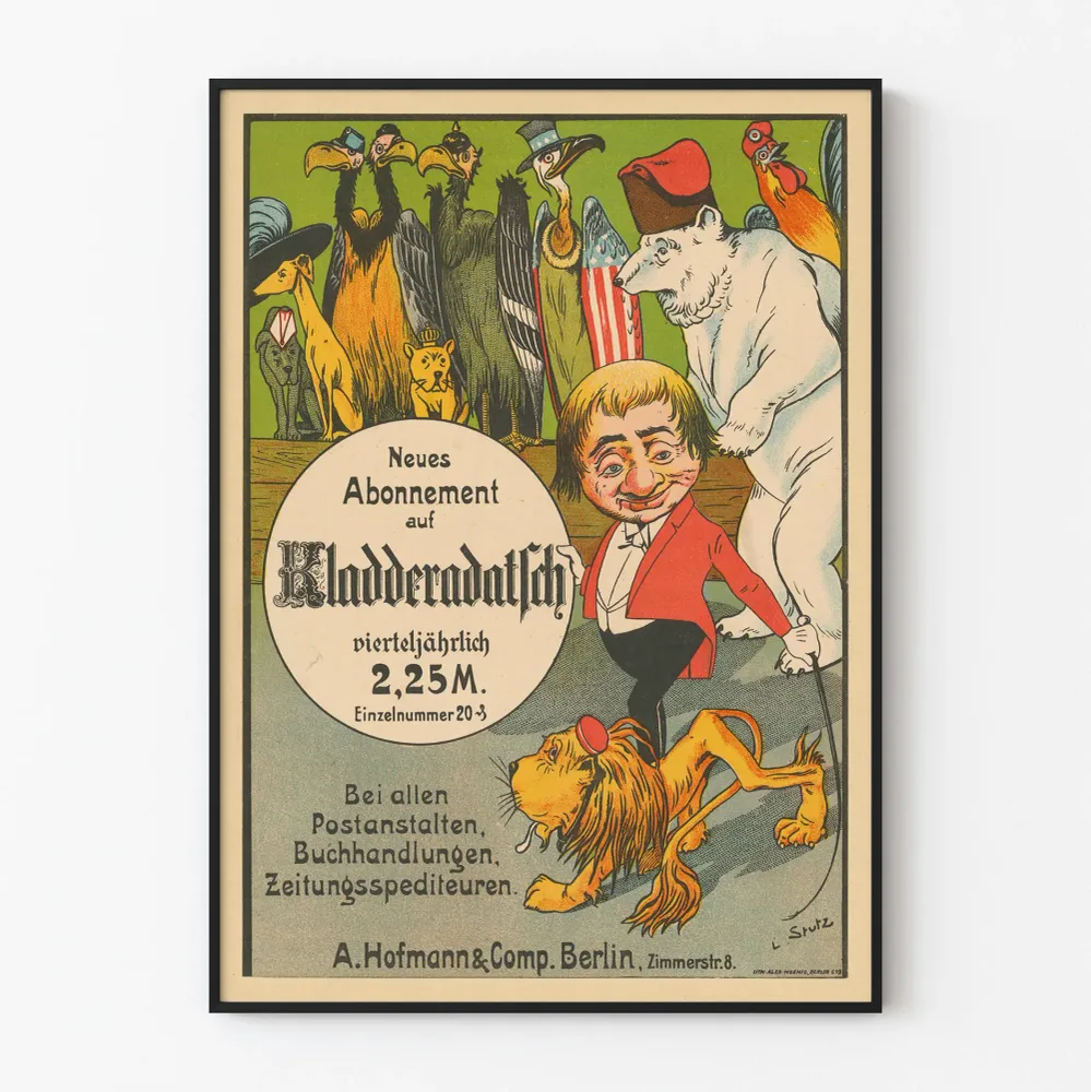 Vintagejuliste Neues Abonnement sur Kladderadatsch