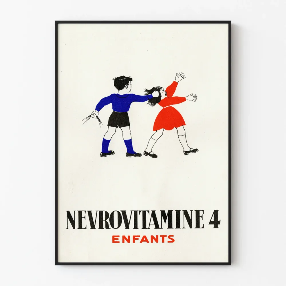 Vintagejuliste Nevrovitamiini 4 Lasta seinäkoriste