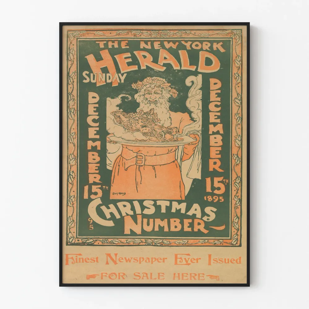 Vintagejuliste New York Herald joulukuu 1895 seinäkoristeeksi
