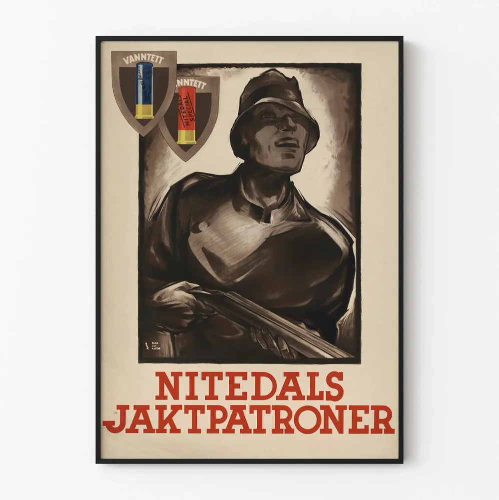 Vintagejuliste Nitedals Jaktpatroner seinäkoriste metsästys